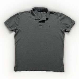 Polo Ralph Lauren Polo Shirt Mens Medium Gray Pony Knit Short Sleeve Logo